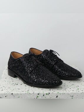 EMMA GO Denise Glitter Black Derby Shoes